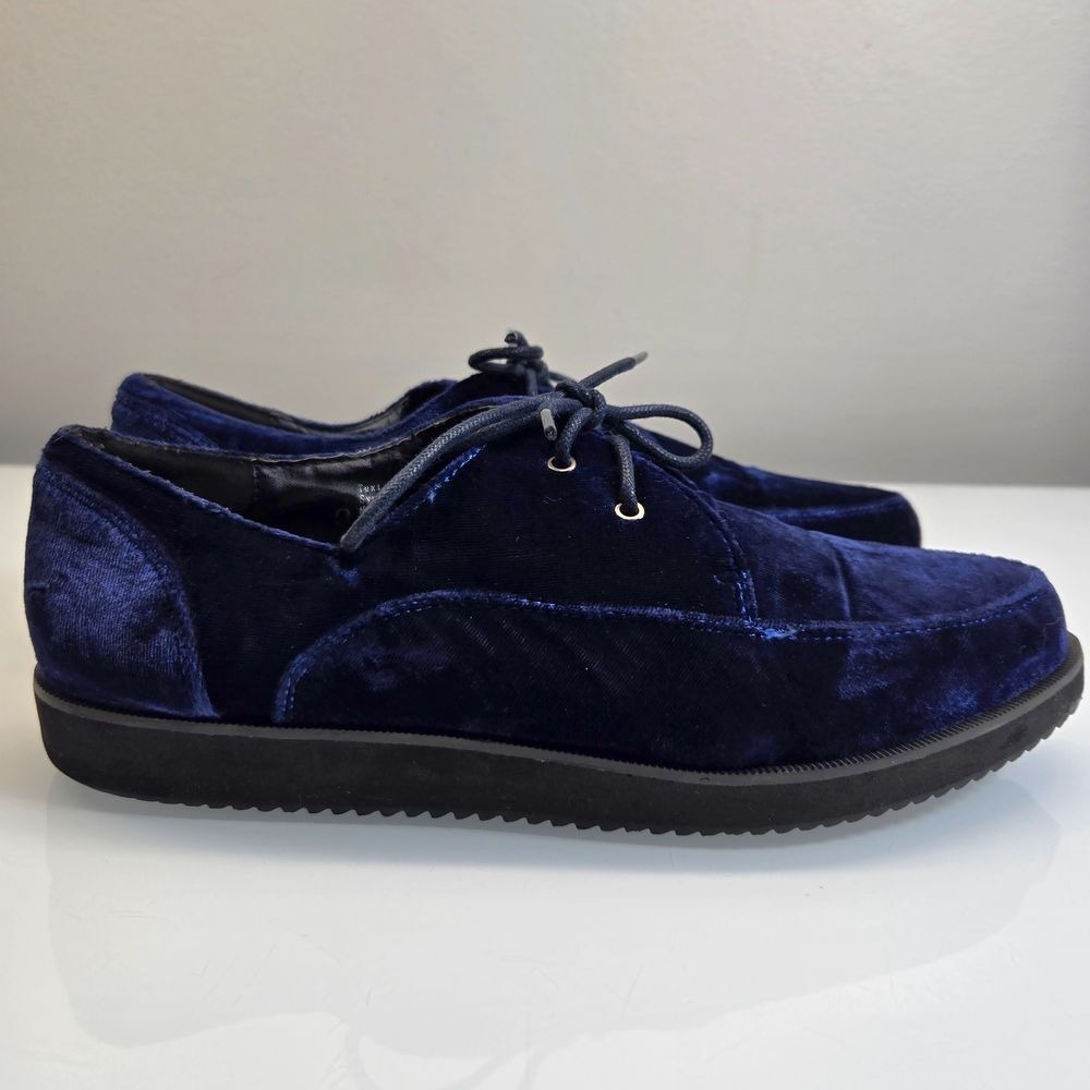 Deena &‎ Ozzy Creeper Loafer Shoes Women Size 9 Blue Velvet Lace Up Whimsigoth